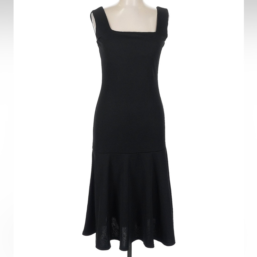 Club L London Classic Timeless Chic Black Midi Dress Mermaid Hem Size 10 NWT